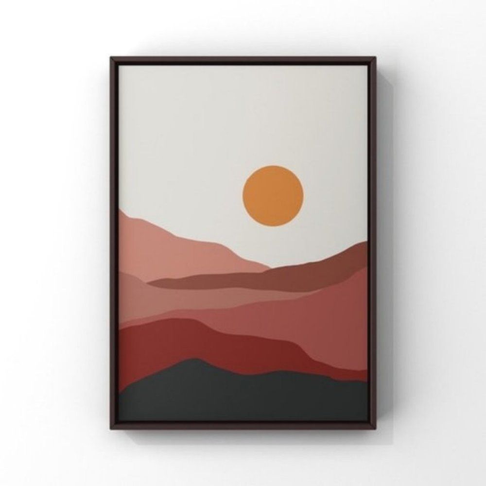 Modern minimalist boho moon & mountain art print